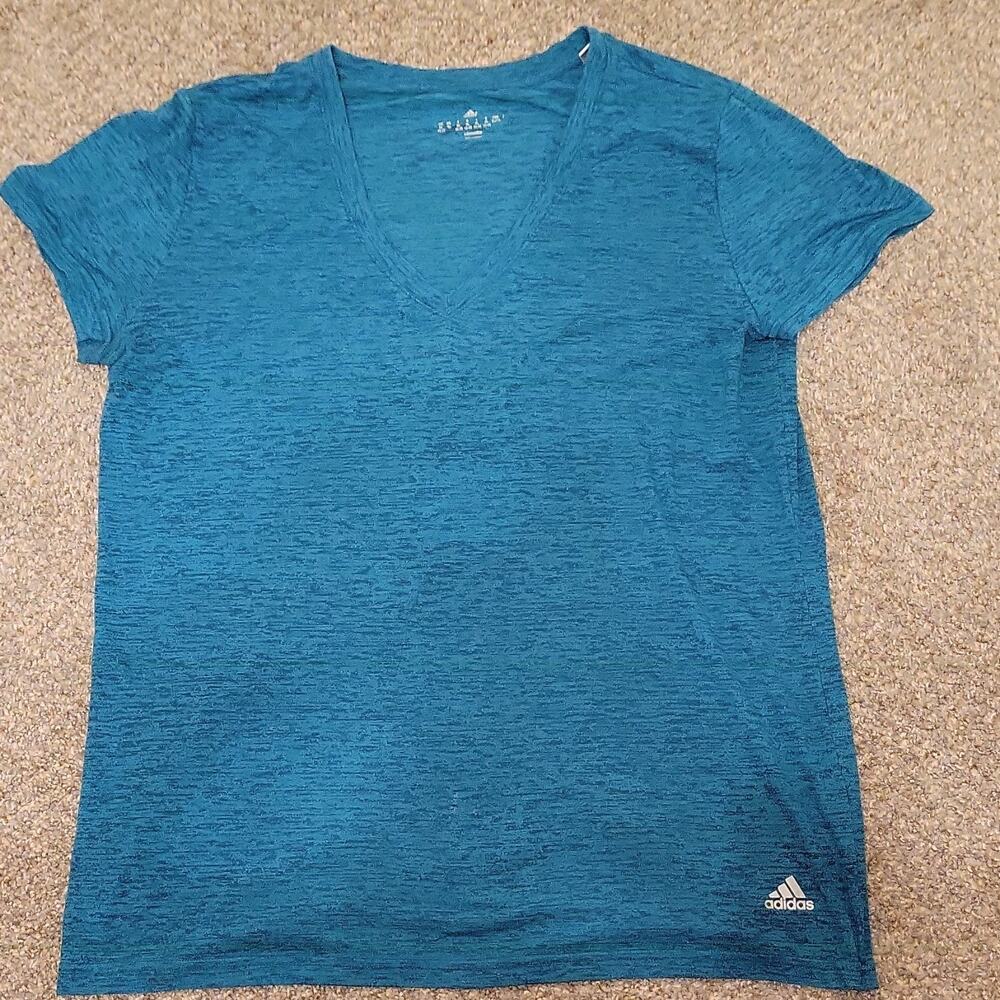 Adidas Climalite Women's Blue V-Neck T-Shirt XL Lightweight